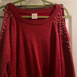 Luna red top with beading